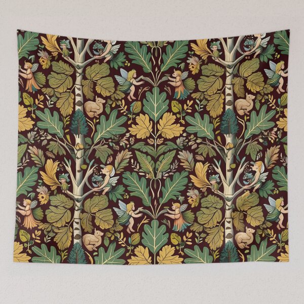 Item preview, Cute floral pattern featuring Fairies and goblins after Willaim Morris Style designed and sold by Vintage Designs +.