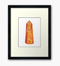 Orange calcite crystal Watercolor stone Framed Print