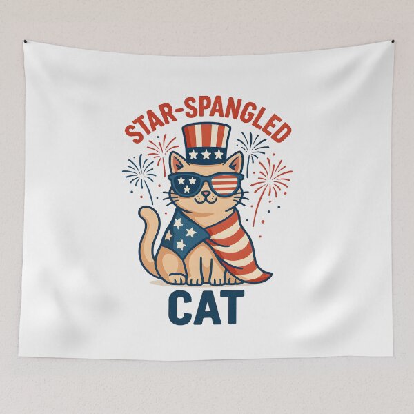 Item preview, Star-Spangled Cat in Shades – 4th of July T-Shirt Design designed and sold by MatvHelen.