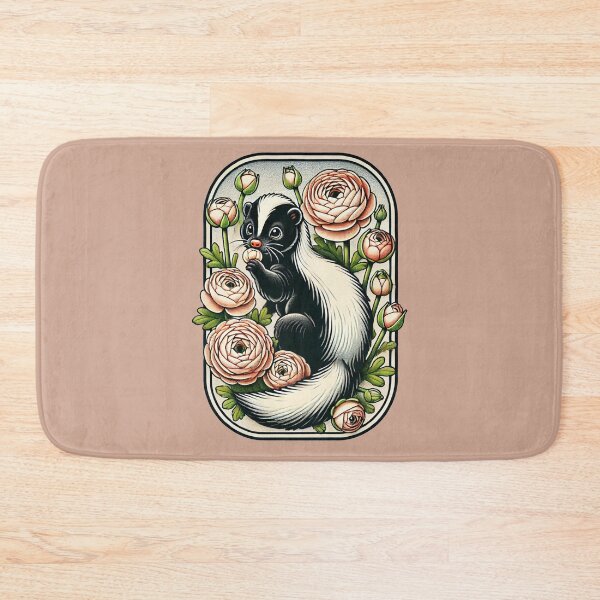 Item preview, Sweet Skunk with Ranunculus Woodland Animal Floral Art designed and sold by FrictionMaxxing.