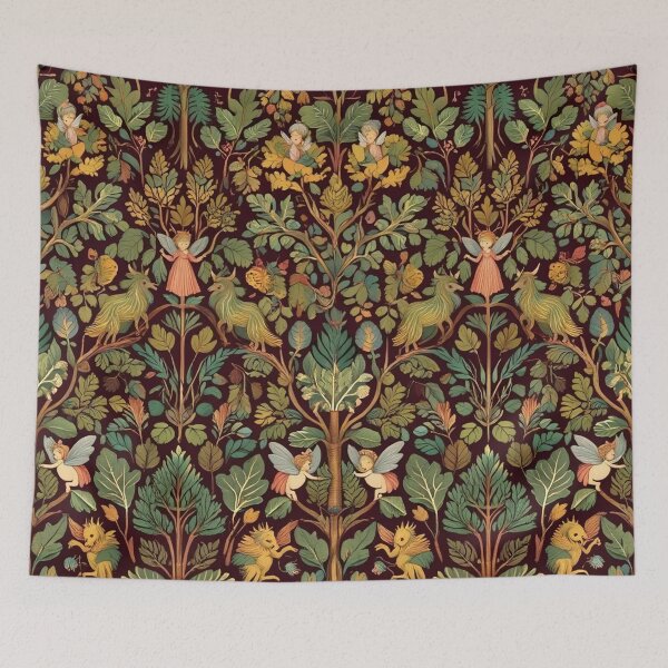 Item preview, Cute floral pattern featuring Fairies and goblins after Willaim Morris Style designed and sold by Vintage Designs +.