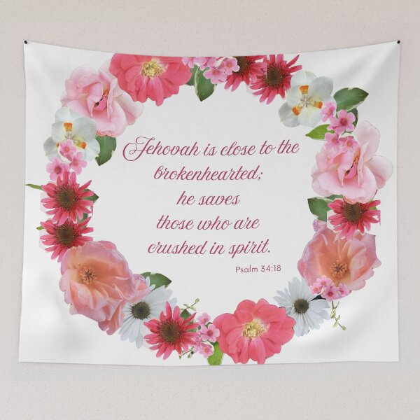 Item preview, Pink Floral Wreath Psalm 34 designed and sold by Hope & Bloom Studio, Co.