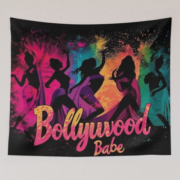 Item preview, BollyWood Babe Multicoloured on Black Background designed and sold by BeatnikBuddha.