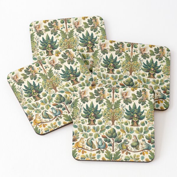 Item preview, Cute floral pattern featuring Fairies and goblins after Willaim Morris Style designed and sold by Vintage Designs +.