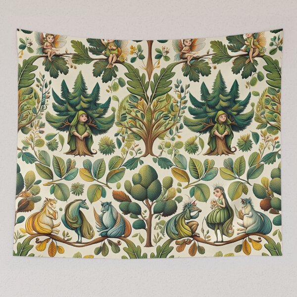 Item preview, Cute floral pattern featuring Fairies and goblins after Willaim Morris Style designed and sold by Vintage Designs +.
