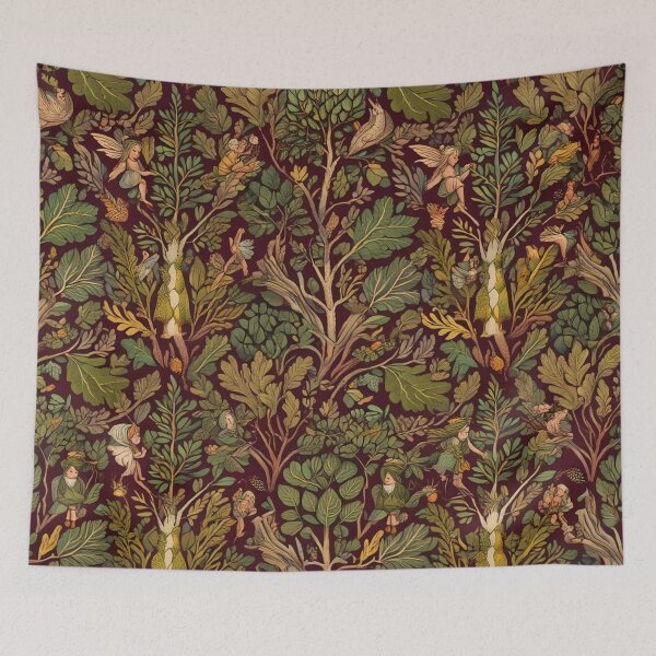 Item preview, Cute floral pattern featuring Fairies and goblins after Willaim Morris Style designed and sold by Vintage Designs +.