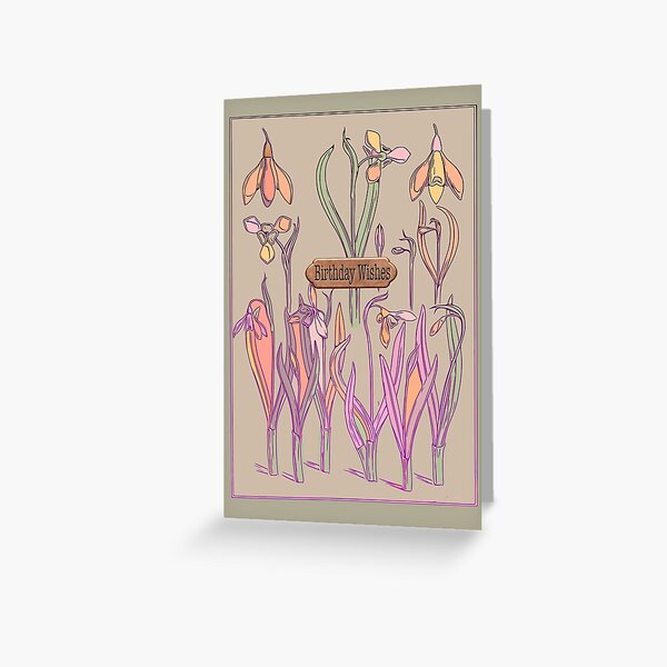 Birthday Wishes Art Deco Floral Greeting Card