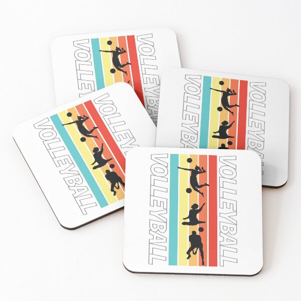 Item preview, Bold Retro Abstract Multicolor Stripes with Volleyball Player Silhouettes designed and sold by Shiraufa.