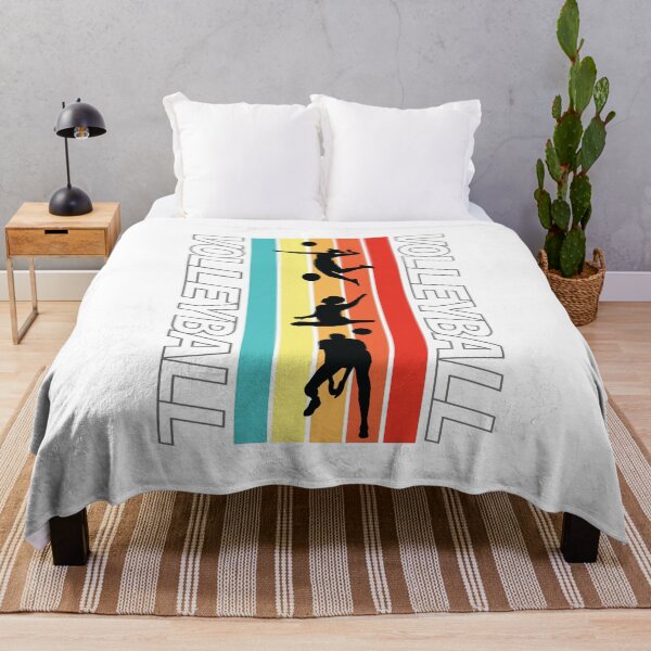Item preview, Bold Retro Abstract Multicolor Stripes with Volleyball Player Silhouettes designed and sold by Shiraufa.