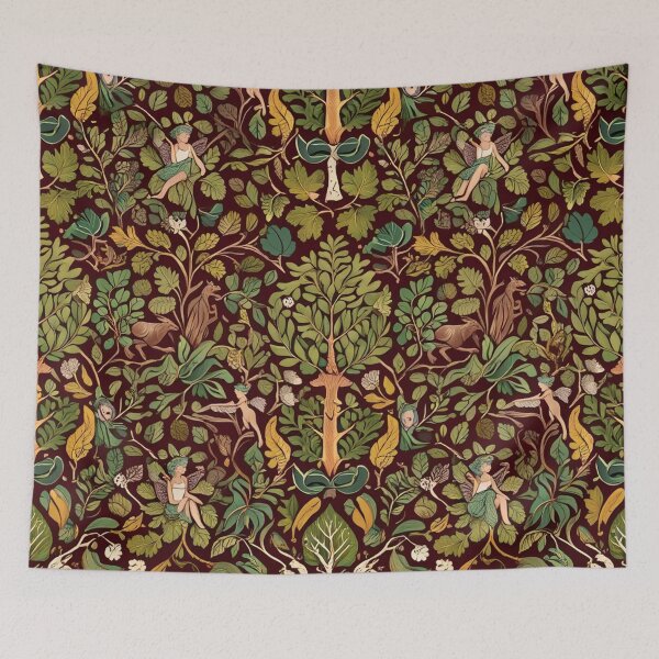 Item preview, Cute floral pattern featuring Fairies and goblins after Willaim Morris Style designed and sold by Vintage Designs +.