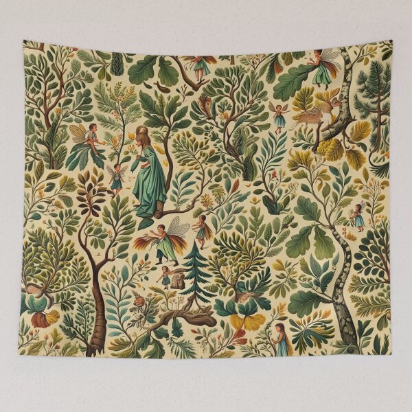 Item preview, Cute floral pattern featuring Fairies and goblins after Willaim Morris Style designed and sold by Vintage Designs +.
