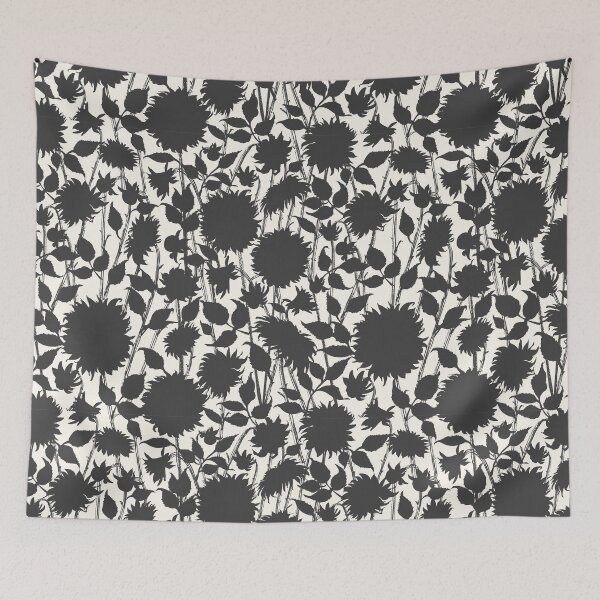 Item preview, Black and white floral retro pattern designed and sold by bokasin.