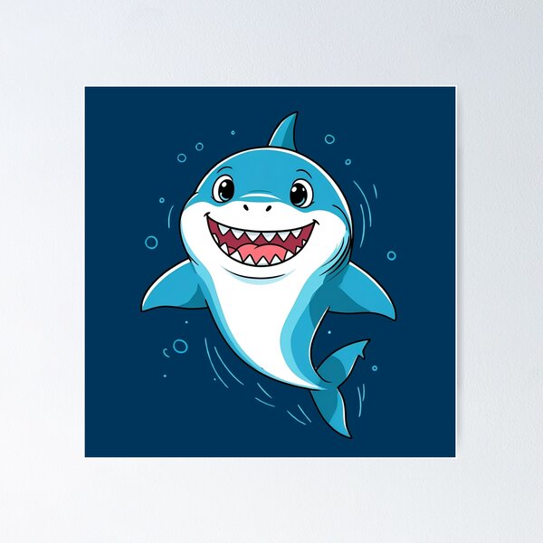 Item preview, Cute Smiling Cartoon Shark | Happy Ocean Animal Illustration designed and sold by Khamique.