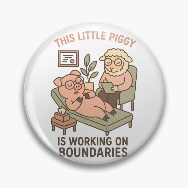 Item preview, This Little Piggy Is Working on Boundaries – Funny Therapy Pig Cartoon T-Shirt designed and sold by TeeTimeTreasure.