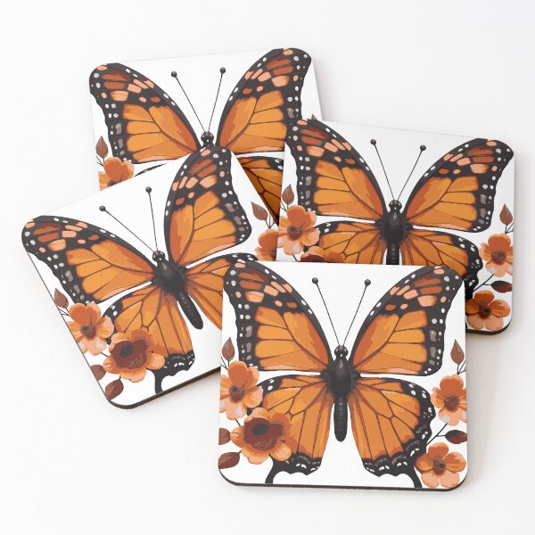 Item preview, Monarch Butterfly Stickers with Flowers – Cute Orange Clipart Set designed and sold by Dailyprintstyle.