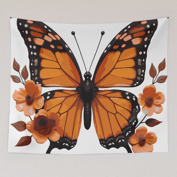 Item preview, Monarch Butterfly Stickers with Flowers – Cute Orange Clipart Set designed and sold by Dailyprintstyle.