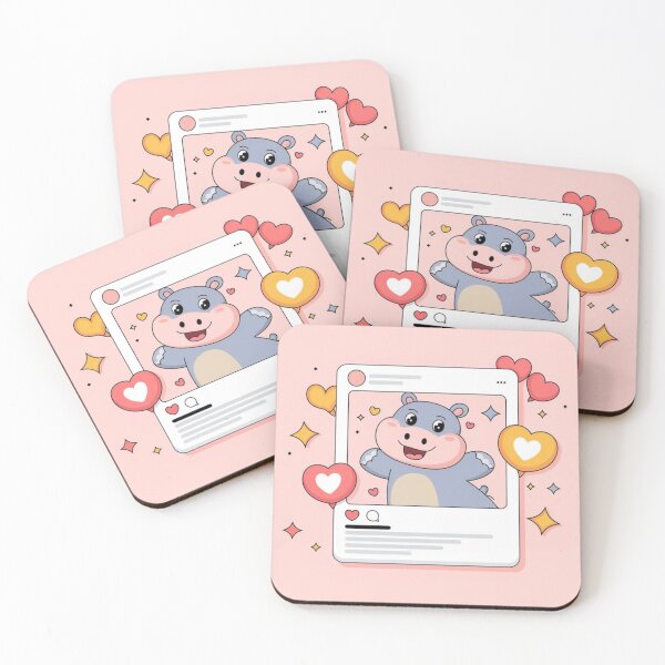 Item preview, Kawaii Hippo Social Media Post Illustration designed and sold by NeatThingLover.
