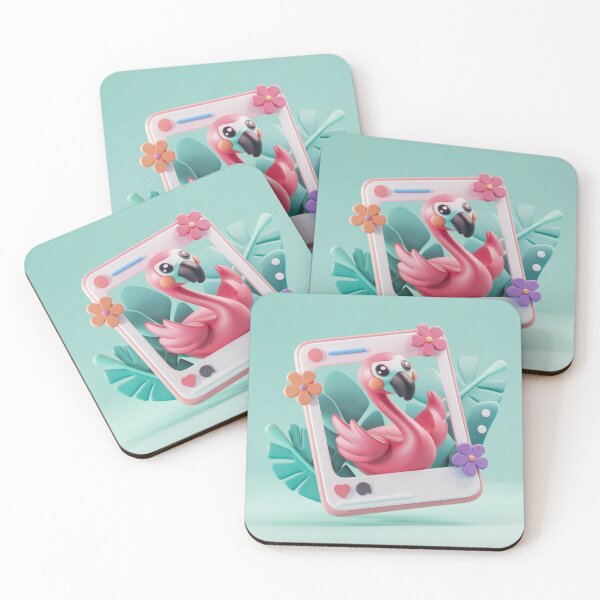 Item preview, Kawaii Flamingo Social Media Post Illustration designed and sold by NeatThingLover.