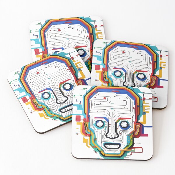 Item preview, "Abstract Circuit Mind: Bold & Bright AI Head" designed and sold by ONESTARTS ARTS.