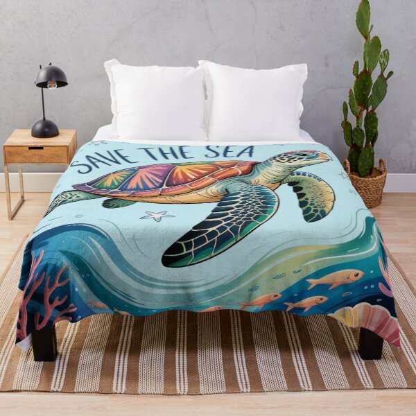 Item preview, Save The Sea - Colorful Sea Turtle Ocean Conservation Art designed and sold by KiraChie.