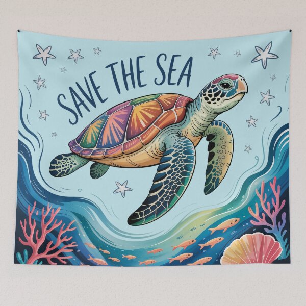 Item preview, Save The Sea - Colorful Sea Turtle Ocean Conservation Art designed and sold by KiraChie.