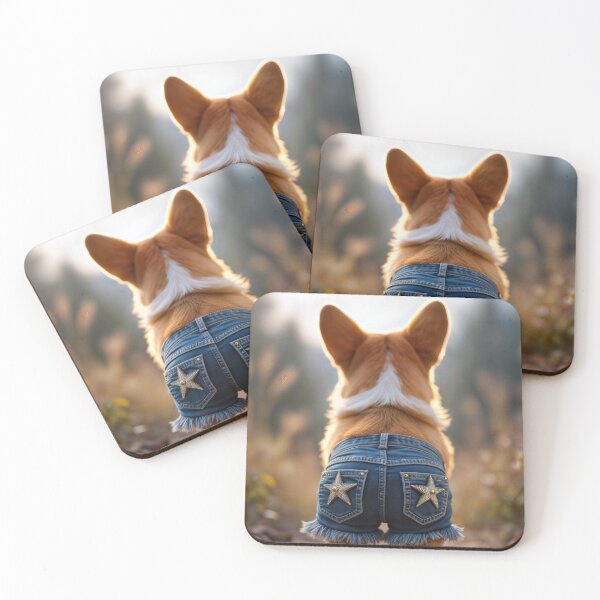 Item preview, Corgi Wearing Blue Jean Denim Shorts designed and sold by Maria Dryfhout.
