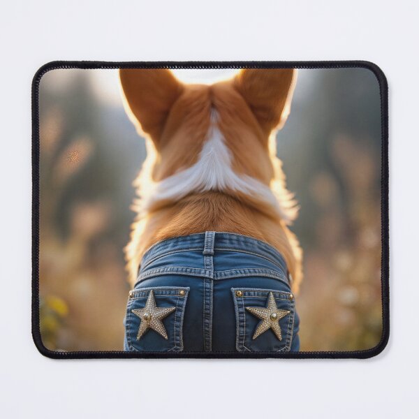 Item preview, Corgi Wearing Blue Jean Denim Shorts designed and sold by Maria Dryfhout.