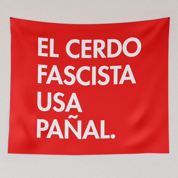 Item preview, The Fascist pig wears a diaper - in Spanish - El cerdo fascista usa pañal (F white text)) designed and sold by Thelittlelord.
