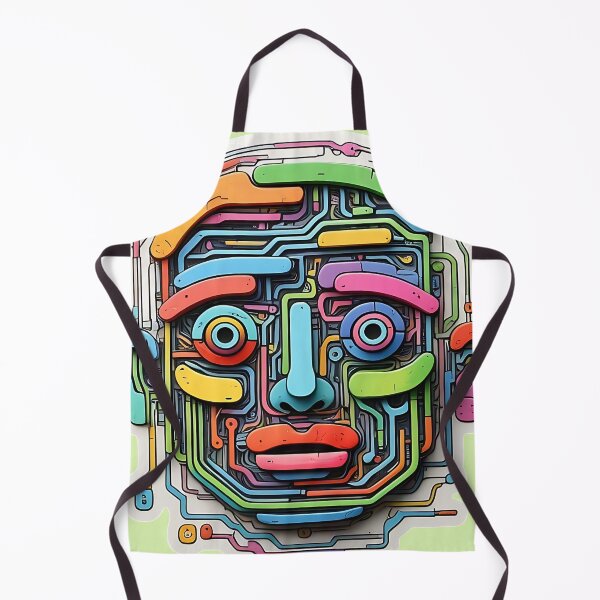 Item preview, "Playful AI Face: Modern Circuitry Pop Art" designed and sold by ONESTARTS ARTS.