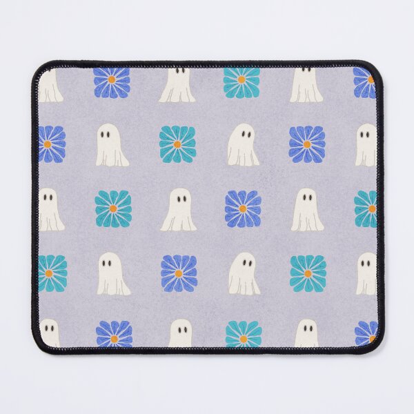 Item preview, White Ghosts and Cool Tone Wavy Retro Florals Grid Pattern designed and sold by GenAumonier.