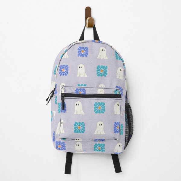 Item preview, White Ghosts and Cool Tone Wavy Retro Florals Grid Pattern designed and sold by GenAumonier.