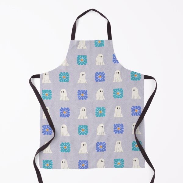 Item preview, White Ghosts and Cool Tone Wavy Retro Florals Grid Pattern designed and sold by GenAumonier.