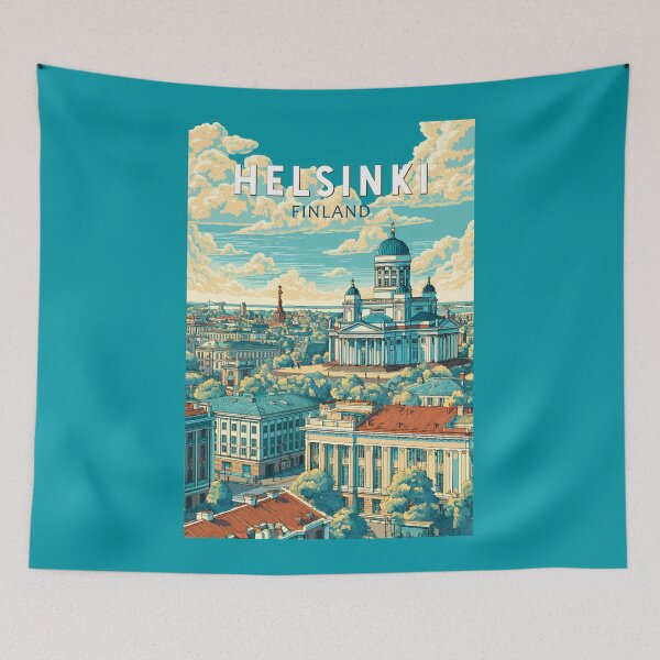 Item preview, Helsinki Finland Travel Art Vintage designed and sold by KrisSidDesigns.