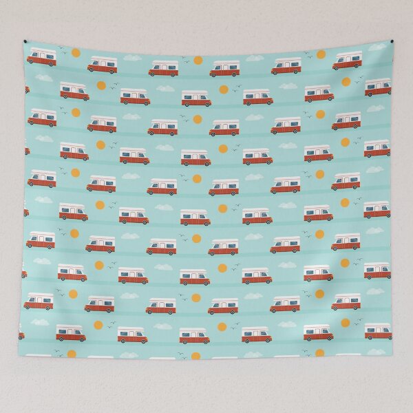 Item preview, Camper van pattern, blue designed and sold by MarleinWinter.
