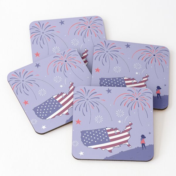 Item preview, USA Map Celebration with Fireworks Display designed and sold by ART ATTACK ZONE.