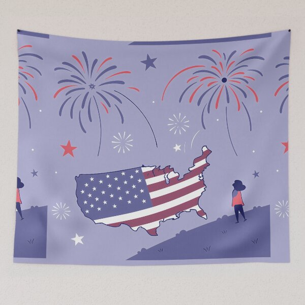 Item preview, USA Map Celebration with Fireworks Display designed and sold by ART ATTACK ZONE.