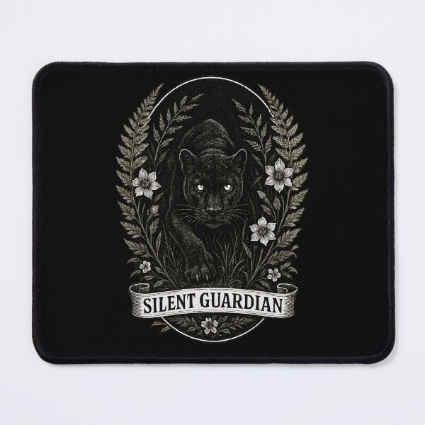 Item preview, Silent Guardian: Stealth Panther in Floral Frame Illustration designed and sold by Shoot-The-Moon.