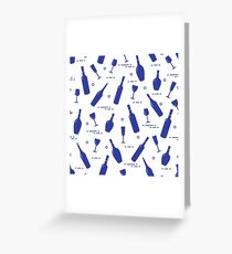 Pattern of wine glasses and bottles of wine. Greeting Card