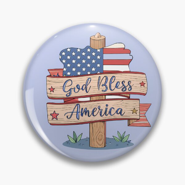 Item preview, Patriotic Sign God Bless America USA Red Blue designed and sold by ART ATTACK ZONE.