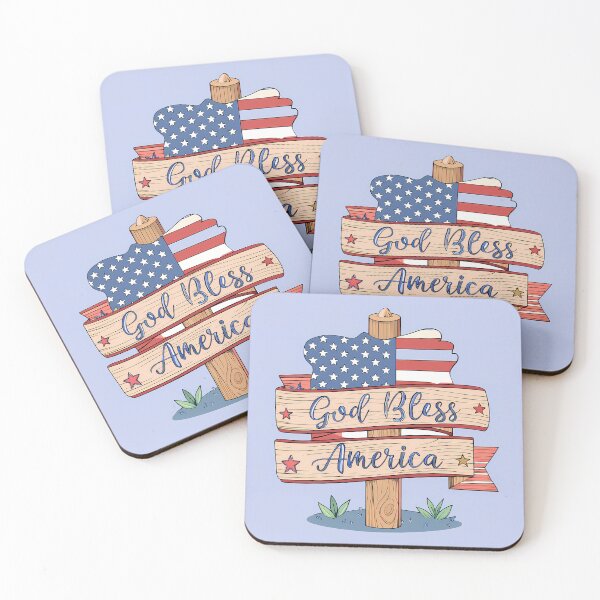 Item preview, Patriotic Sign God Bless America USA Red Blue designed and sold by ART ATTACK ZONE.