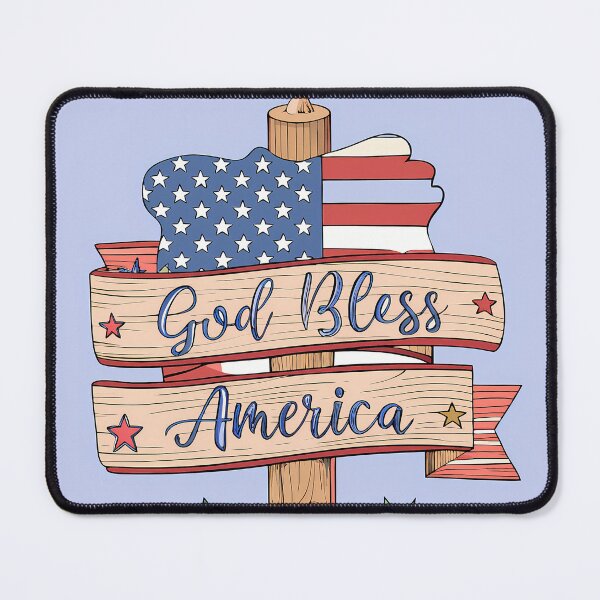 Item preview, Patriotic Sign God Bless America USA Red Blue designed and sold by ART ATTACK ZONE.