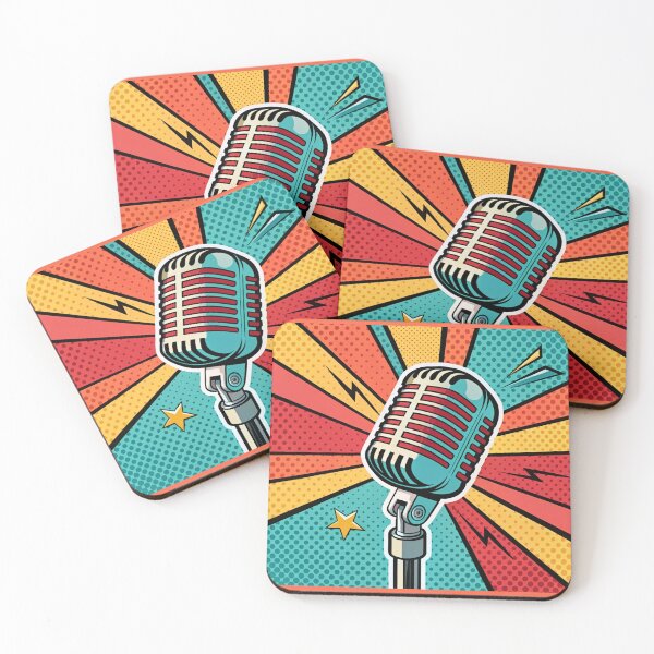 Item preview, Pop art Microphone podcast logo colorful background in pop art retro comic style  designed and sold by elkuni.