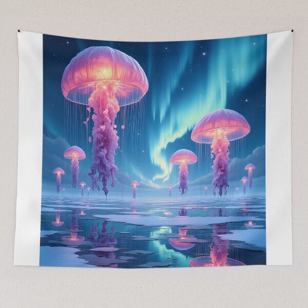 Item preview, Luminous Drift: Jellyfish Beneath the Northern Lights designed and sold by oanaunciuleanu.