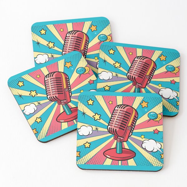 Item preview, Pop art Microphone podcast logo colorful background in pop art retro comic style  designed and sold by elkuni.
