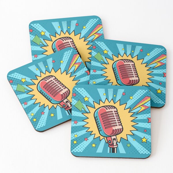 Item preview, Pop art Microphone podcast logo colorful background in pop art retro comic style  designed and sold by elkuni.