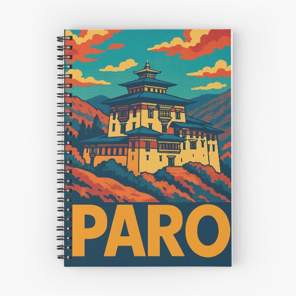 Item preview, Colorful Pop Art Paro Travel Poster | Bhutan Vintage Wall Art | Digital Retro Cityscape Print | Vibrant Himalayan Decor | Bold Bhutan Illustration designed and sold by PaintedPixels01.