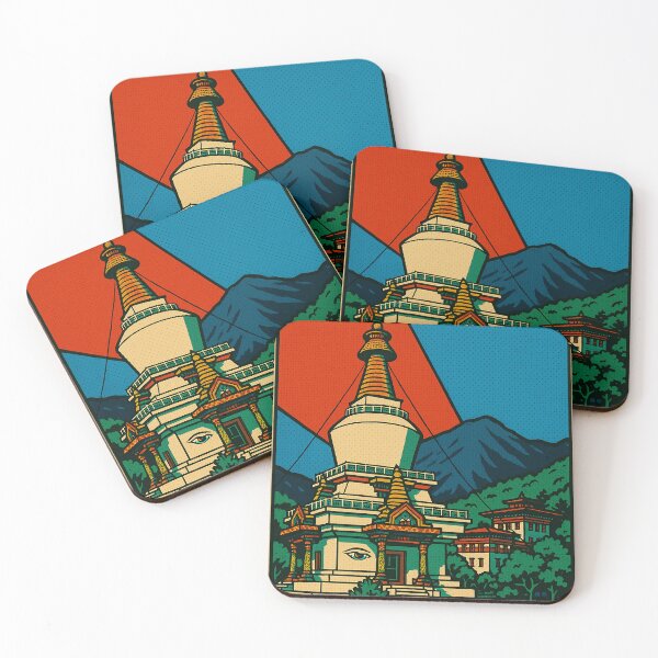 Item preview, Colorful Thimphu Travel Poster | Retro Bhutan Cityscape | Digital Pop Art Print | Vintage-Inspired Bhutan Wall Decor | Modern Asian Landscape Art designed and sold by PaintedPixels01.