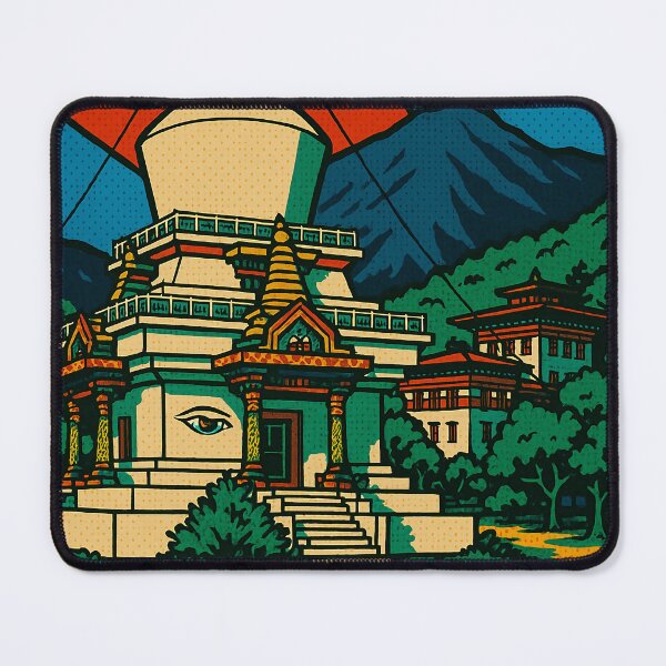 Item preview, Colorful Thimphu Travel Poster | Retro Bhutan Cityscape | Digital Pop Art Print | Vintage-Inspired Bhutan Wall Decor | Modern Asian Landscape Art designed and sold by PaintedPixels01.