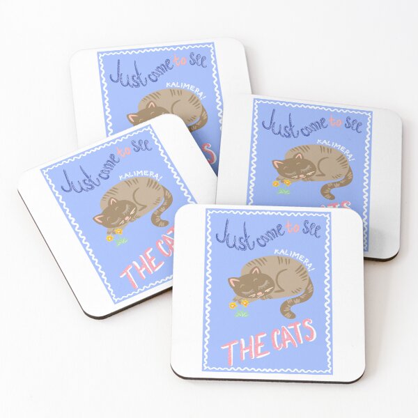 Item preview, Just Came to See the Cats – Cute Greek Cat Sticker with "Kalimera!" Chalk Lettering designed and sold by KaroLeenaDesign.