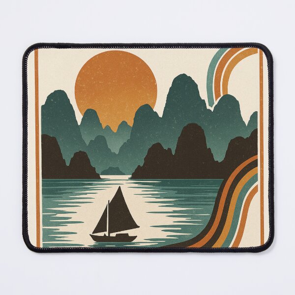 Item preview, Vintage Halong Bay Vietnam Sunset T-Shirt – Retro 1970s Travel Poster Design designed and sold by TheAodandArtist.